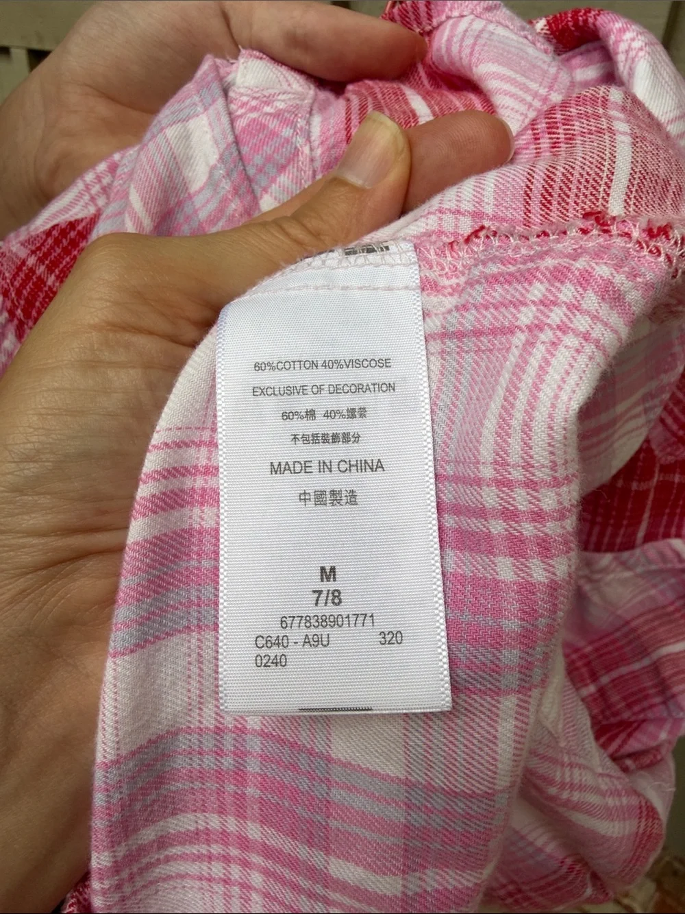 Levi's Pink and White Plaid Short-Sleeve Shirt Dress
